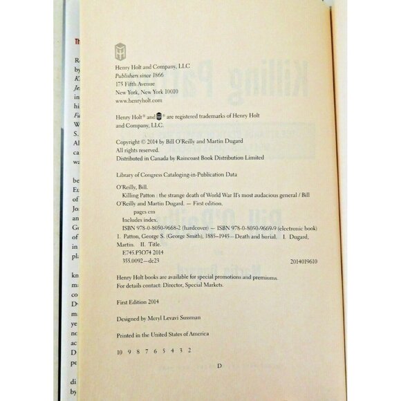 Killing Patton by Bill O'Reilly Martin Dugard 1st Edition 2014 Hardcover Jacket - Picture 5 of 5